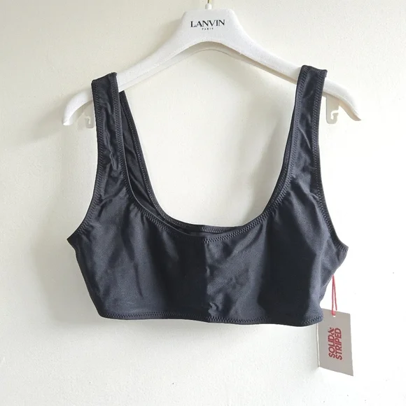 New Solid & Striped The Elle Black Swim Bikini Top NWT XL Bikinis